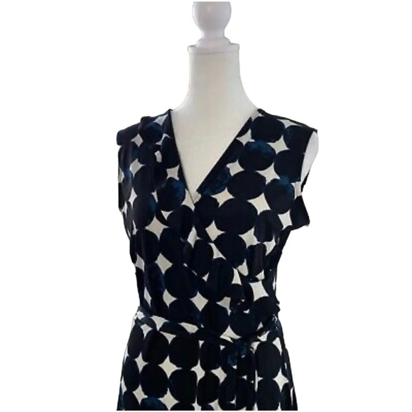 Leota Felicity Ruffle Geometric Wrap Dress In Midnight Moon Size Medium NWT - Picture 3 of 5